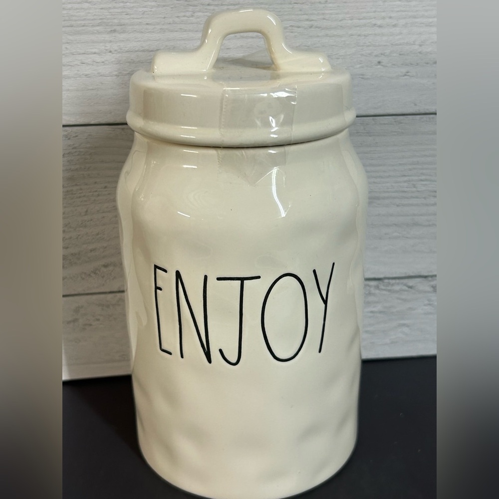 Rae Dunn Enjoy Ceramic Canister Dimpled